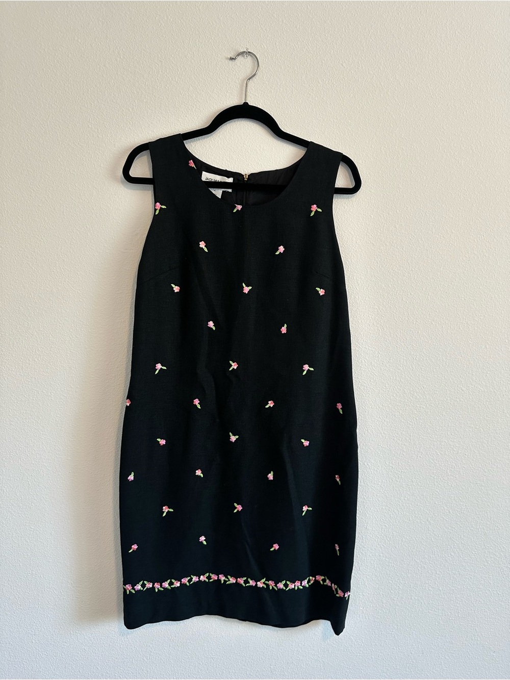 Jack Mulqueen Black Linen Blend Midi Dainty Floral Dress Size 10 Coquette